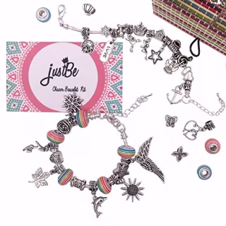 justBe Charm Bracelet Making Kit DIY Craft Jewelry Gift Set for Kids Girls Teens
