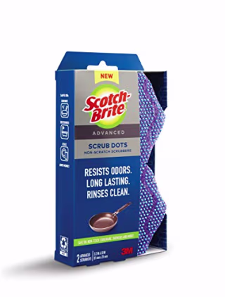 Scotch-Brite Scrub Dots Advanced Non-Scratch Scrubbers, 2 Scrub Sponges