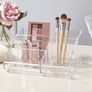 STORi Clear Plastic 6-Compartment Vanity Makeup Organizer