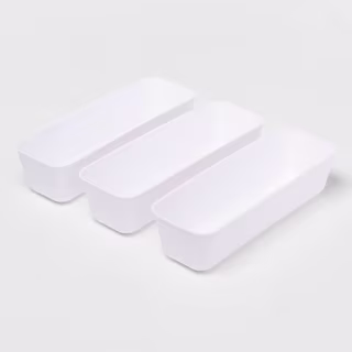 Set includes 3 white storage trays