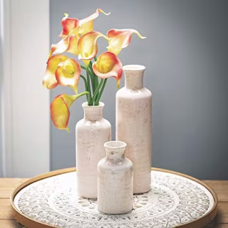 Sullivans Small Vase Set (Ceramic), Rustic Home Decor, Distressed White, Set of 3 Vases (CM2333)