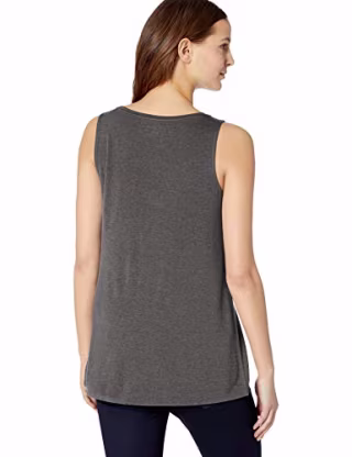 Amazon Essentials Women's Solid Swing Tank, Charcoal Heather, L