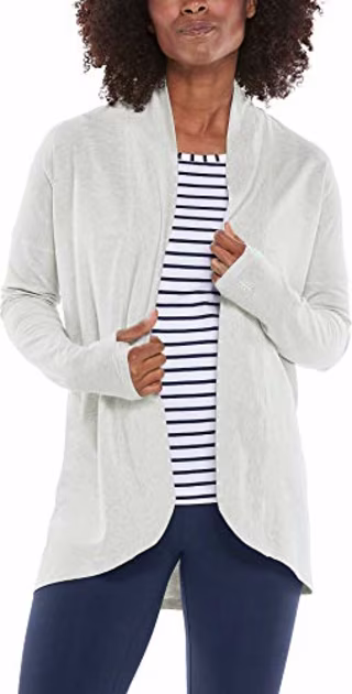 Coolibar UPF 50+ Women's LumaLeo Sun Wrap - Sun Protective (Medium- Light Grey Heather)