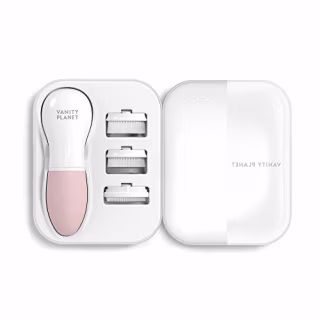 Vanity Planet Raedia Facial Cleansing Brush with 3 Interchangeable Brush Heads - Daily Cleansing |Glowing Skin |Lightweight Skin Brush |Face Exfoliator |Water Resistant (Dusty Pink)