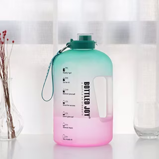 BOTTLED JOY 1 Gallon Water Bottle, BPA Free Large Water Bottle Hydration with Motivational Time Marker Reminder Leak-Proof Drinking Big Water Jug for Camping Sports Workouts and Outdoor Activity