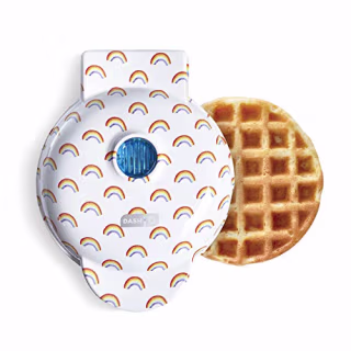 Dash DMW100RP Machine for Individual, Paninis, Hash Browns, &amp; other Mini waffle maker, 4 inch, White Rainbow
