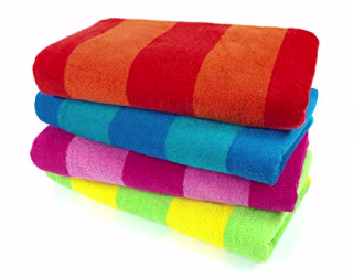 Kaufman - 100% Cotton Velour Striped Beach &amp; Pool Towel 4-Pack - 30in x 60in
