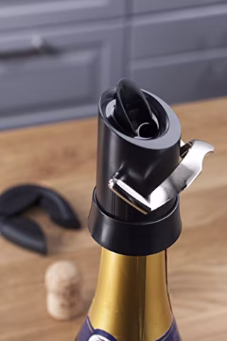Vacu Vin Champagne Saver and Pourer Black, 2.08 oz.