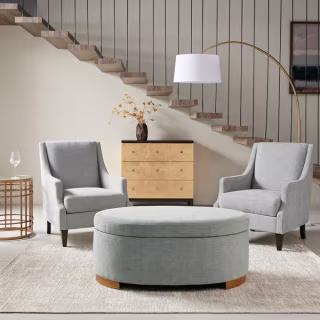 Martha Stewart Adina Grey Storage Ottoman