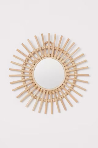Small Mirror with Rattan Frame
