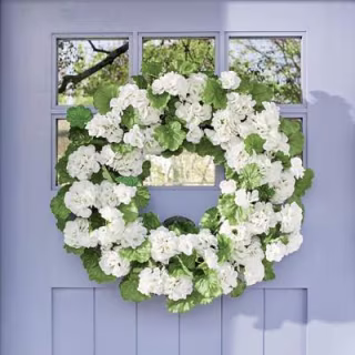Grandin Road White Geranium Wreath