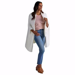 Softies Women's Marshmallow Hooded Shawl with Arm Slots Ivory