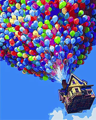 YEESAM ART Paint by Numbers for Adults Kids, Up Hot Air Balloon, Ballons Balls 16x20 Inch Linen Canvas Acrylic DIY Number Painting Kits Wall Art Decor Gifts