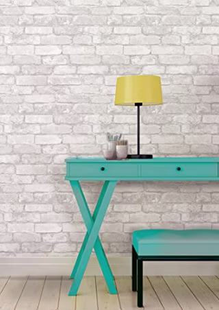 NuWallpaper NU3010 Grey and White Brick Peel &amp; Stick Wallpaper