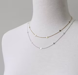 Simple Hearts Necklace, rhodium overlay