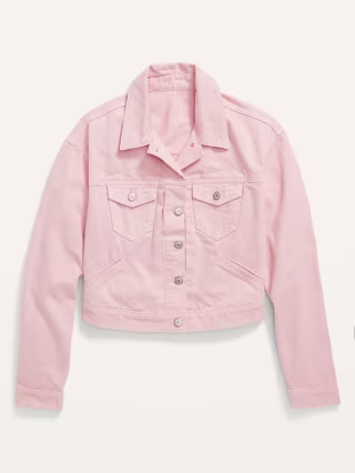 Cropped Pink Jean Jacket for Women