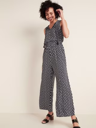Sleeveless Tie-Neck Wide-Leg Jumpsuit for Women
