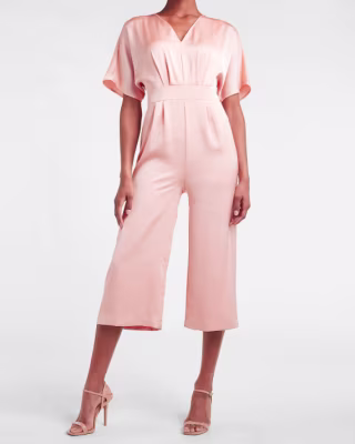 Satin Kimono Sleeve Wide Leg Jumpsuit