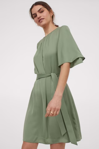 H&M Conscious Tie-belt Satin Dress