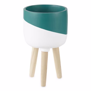 Outdoor Oasis 11" Columbia Green Two Toned Planter with Base