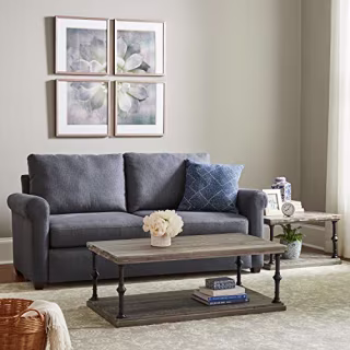 Amazon Brand - Ravenna Home Jessica Rustic Open Storage Coffee Table, 43.3"W, Grey Pine