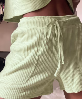 Ribbed Knit Drawstring Shorts