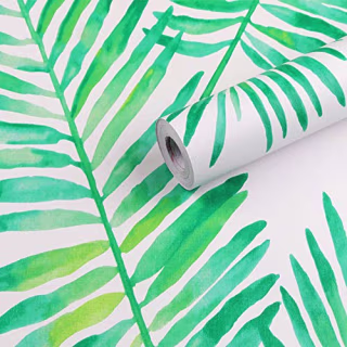 17.7x117 Inches Self Adhesive Decorative Vinyl Tropical Palm Shelf Liner Contact Paper Peel and Stick Wallpaper for Walls Cabinets Shelves Dresser Drawer Bedroom Table Door Sticker
