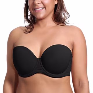 DELIMIRA Women's Underwire Contour Multiway Full Coverage Strapless Bra Plus Size Black 34C