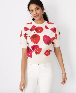 Strawberry Short Sleeve Sweater