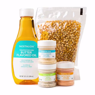 Nostalgia KPK400 Hot Air & Kettle Kit, 3 Seasonings, Oil, Popcorn Kernels, Pack of 1