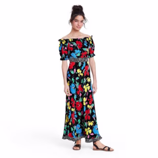Floral Off the Shoulder Puff Sleeve Dress - RIXO for Target Black