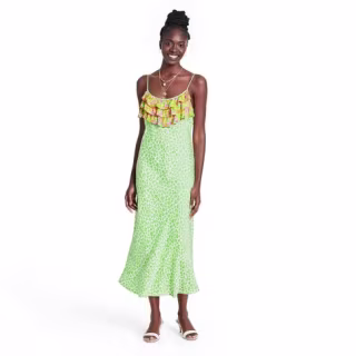 Leopard Sleeveless Ruffle Slip Dress - RIXO for Target Green