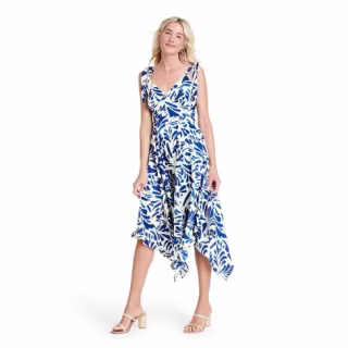 Botanical Tie Strap Asymmetrical Hem Dress - ALEXIS for Target Blue