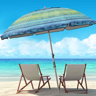 Blissun 7.2' Portable Beach Umbrella with Sand Anchor, Tilt Pole, Carry Bag, Air Vent (Green)