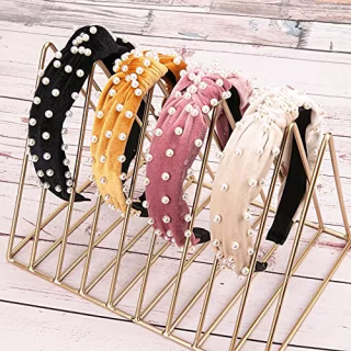 Allucho Velvet Faux Pearl Headbands