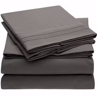 Mellanni Bed Sheet Set - Brushed Microfiber 1800 Bedding - Wrinkle, Fade, Stain Resistant - 4 Piece (Queen, Gray)