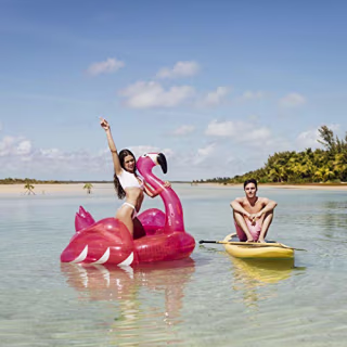 FUNBOY Giant Inflatable Luxury Clear Glitter Flamingo Pool Float, Perfect for a Summer Pool Party