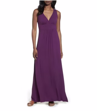 LOVEAPPELLA V-Neck Jersey Maxi Dress