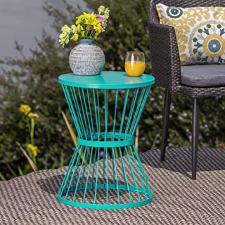 Christopher Knight Home Lassen Outdoor 16" Iron Side Table, Matte Teal