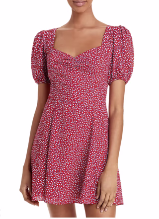 French Connection Elao Floral Print Puff Sleeve Dress