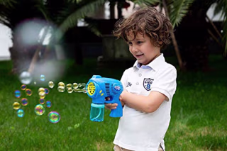 JOYIN 2 Bubble Guns with 2 Bottles Bubble Refill Solution (10 oz Total) for Kids, Bubble Blower for Bubble Blaster Party Favors, Summer Toy, Outdoors Activity, Easter, Birthday Gift