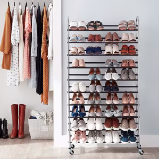 10-Tier Rolling Shoe Rack