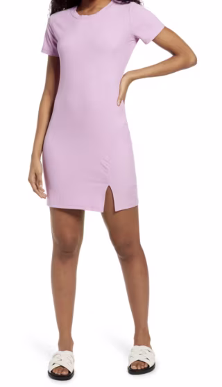BP. Front Slit Rib T-Shirt Dress