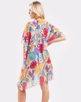 Ava Tropical Print Kimono