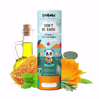 EmBeba Natural Diaper Rash Cream for Kids with Sensitive Skin | Travel Friendly Balm with Built-in Diaper Rash Roll-On Stick Applicator | Pediatrician Tested Treatment for Newborn Baby Bum