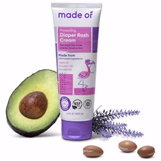 Organic Diaper Rash Cream by MADE OF - NSF Organic Baby Diaper Cream with Avocado Oil & Argan Oil (Fragrance Free, 3.4oz) - Zinc Oxide Ointment and Butt Paste for Sensitive Skin & Eczema Rash (2-Pack)