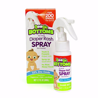 Diaper Rash Cream Spray by Boogie Bottoms, Travel Friendly No-Rub Touch Free Application for Sensitive Skin, from The Maker of Boogie Wipes, Over 200 Sprays per Bottle, 1.7 oz