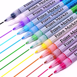 TWOHANDS Acrylic Paint Markers, Fine Point Tip, Paint Pens for Rock Painting, Stone, Ceramic, Glass, Wood, Metal,Canvas,12 Colors, Water Based, 20116