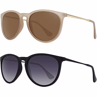 WOWSUN Polarized Sunglasses for Women Vintage Retro Round Mirrored Lens