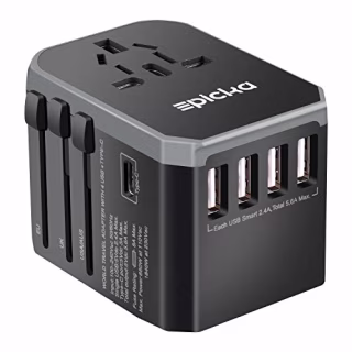EPICKA Universal Travel Adapter One International Wall Charger AC Plug Adaptor with 5.6A Smart Power and and 3.0A USB Type-C for USA EU UK AUS